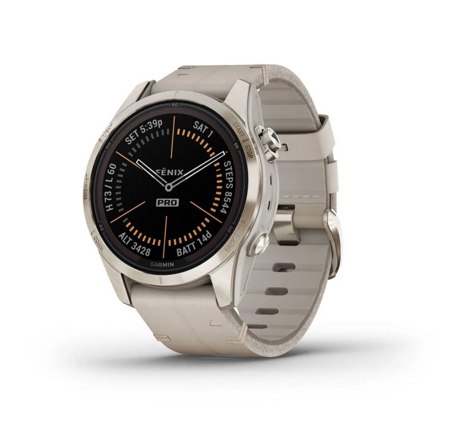 fēnix® 7S Pro - fēnix® 7S Pro – Sapphire Solar Edition - Soft Gold с Limestone кожена каишка* - Portmoneta.bg