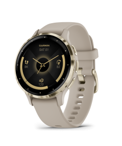 Venu® 3S - Soft Gold безел с French Grey корпус и силиконова каишка - Portmoneta.bg