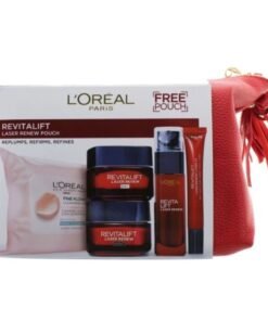 Комплект L'Oreal Paris: Revitalift Laser Renew Серум За лице 30 ml + Revitalift Laser Renew Хиалуронова киселина Против бръчки Нощен крем За лице 50 g + Revitalift Laser Renew Хиалуронова киселина Против стареене Дневен Крем За лице 50 ml + Revitalift Laser Renew Против бръчки Околоочен Крем 15 g + Fine Flowers Почистващи кърпички За лице 25 бр.