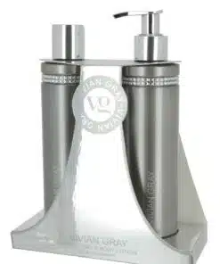 Комплект Crystals Vivian Grey: Сиви кристали омекотяващ душ гел за всички типове кожа 250 ml + сиви кристали хидратиращ лосион за тяло 250 ml