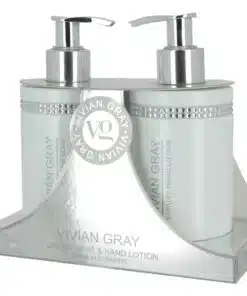 Комплект Crystals Vivian Grey: White Crystals Хидратиращ Лосион за ръце 250 ml + Crystals In White Почистващ Течен сапун 250 ml