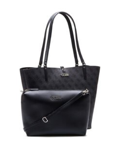 Guess Alby Синтетична кожа Текстилна чанта Toggle Tote Черна За жени