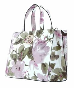 Guess Dilla синтетична кожа текстилна чанта флорално бяло 325x255x14 см