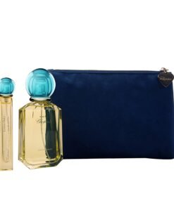 Комплект Happy Lemon Dulci Chopard: Happy Lemon Dulci парфюмна вода за жени 100 ml + текстилна чанта за гримове синьо + Happy Lemon Dulci парфюмна вода за жени 10 ml