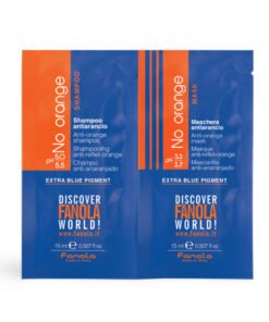 Комплект Fanola: Без портокал Екстра син пигмент Крем-маска за лечение на коса За подхранване 15 мл + Без портокал Екстра син пигмент Шампоан за коса За подхранване 15 мл