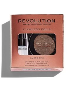 Комплект Makeup Revolution: Flawless Foils Vegan Eyeshadow Primer 2 ml + Flawless Foils Vegan Eyeshadow Palette Overcome 2 g