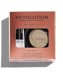 Комплект Makeup Revolution: Flawless Foils Vegan Eyeshadow Primer 2 ml + Flawless Foils Vegan Eyeshadow Palette Retreat 2 g