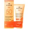 Комплект Nuxe: Слънце UV защита Слънцезащитен крем За лице SPF 50 50 мл + Слънце Слънцезащита Лосион за след слънце 50 мл