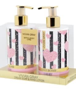 Комплект Vivian Grey: Love Bomb Почистващ Течен сапун 250 ml + Love Bomb Хидратиращ Лосион за ръце 250 ml