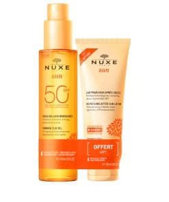 Комплект Nuxe: Слънце Против стареене Масло за тен SPF 50 150 мл + Слънце Слънцезащита Лосион за след слънце 100 мл
