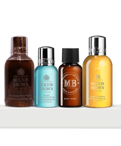 Комплект Discovery Collection Molton Brown: душ гел с черен пипер 50 мл + душ гел с крайбрежен кипарис и морски копър 30 мл + душ гел с мандарина и градински чай 30 мл + душ гел с ветивер и грейпфрут 50 мл