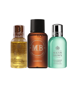 Комплект за откриване на коса Molton Brown: Индийски кресон шампоан за коса за почистване 30 мл + Molton Brown Кумуду шампоан за коса за обем 30 мл + Мандарина и градински чай шампоан за коса за обем 30 мл