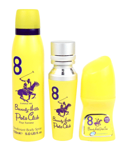 Комплект Beverly Hills Polo Club: 1982 - Sport 8 Парфюмна вода За жени 50 мл + 1982 - Sport 8 Свежест Спрей за тяло 150 мл + No.8 Антиперспирант Дезодорант рол-он За жени 50 мл