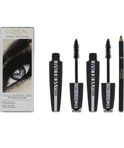 Комплект L'Oreal Paris: Mega Volume Collagene 24h Extra Спирала Черна 2 бр. 9 мл + Contour Khol Очна линия Kohl Черна 1.2 г